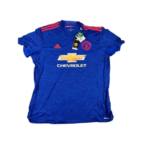 Adidas Manchester United Jersey XL Blue Red Devils Chevrolet Soccer NWT * - Picture 1 of 10